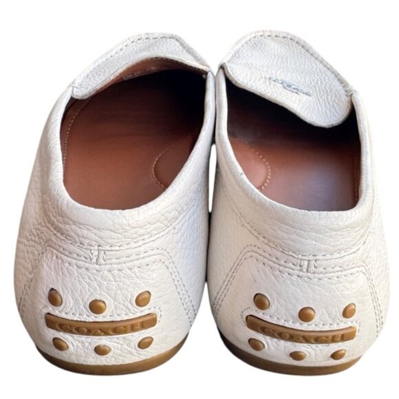 Coach Women's Size 8.5 B White Leather Loafers Slip-On Shoes With Logo Detail - Picture 6 of 12
